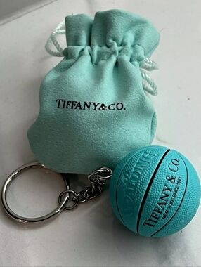 Tiffany & Co. Robin's Egg Blue Mini Basketball Keychain with Drawstring Pouch